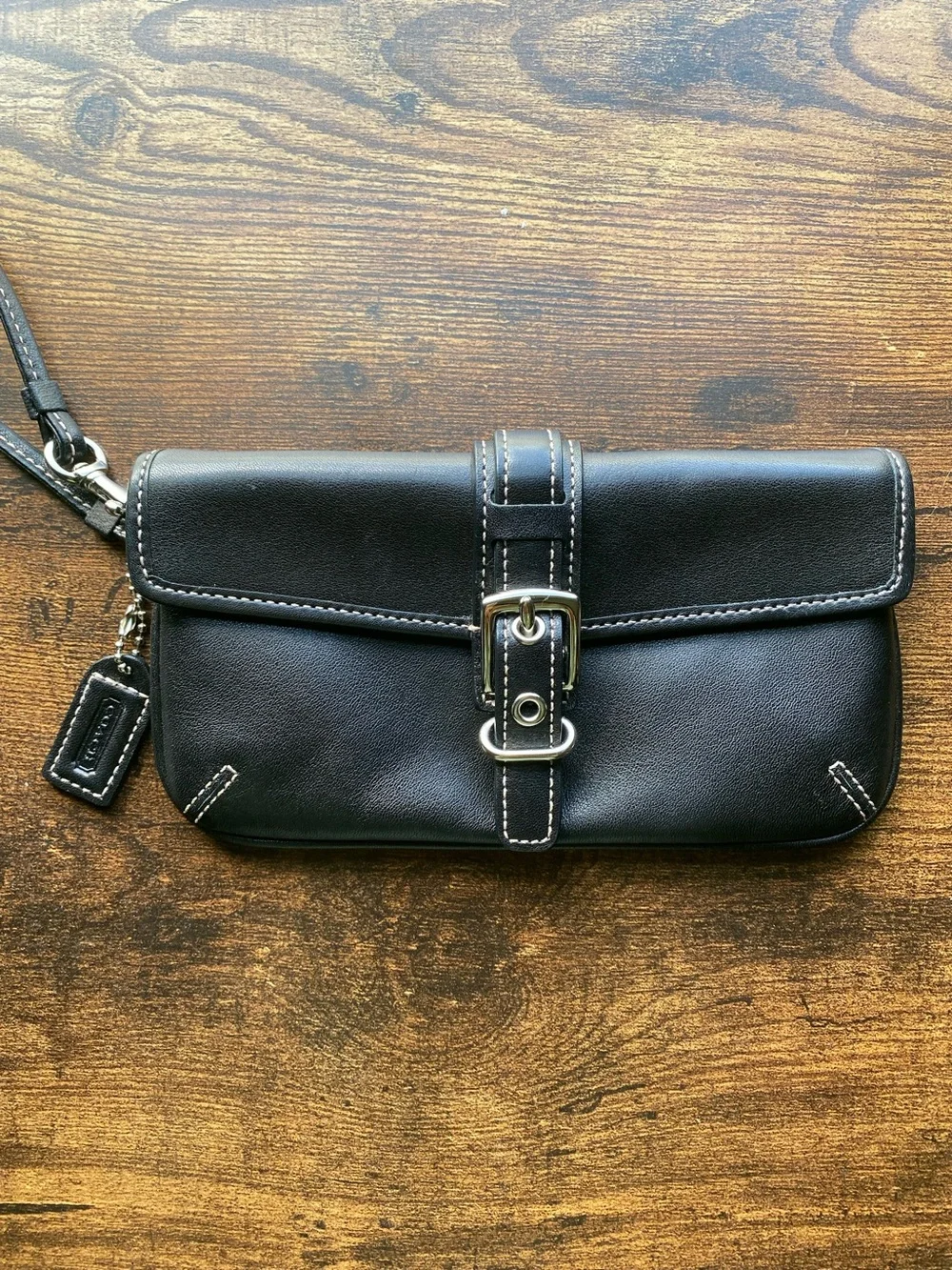 Coach black leather soho wristlet